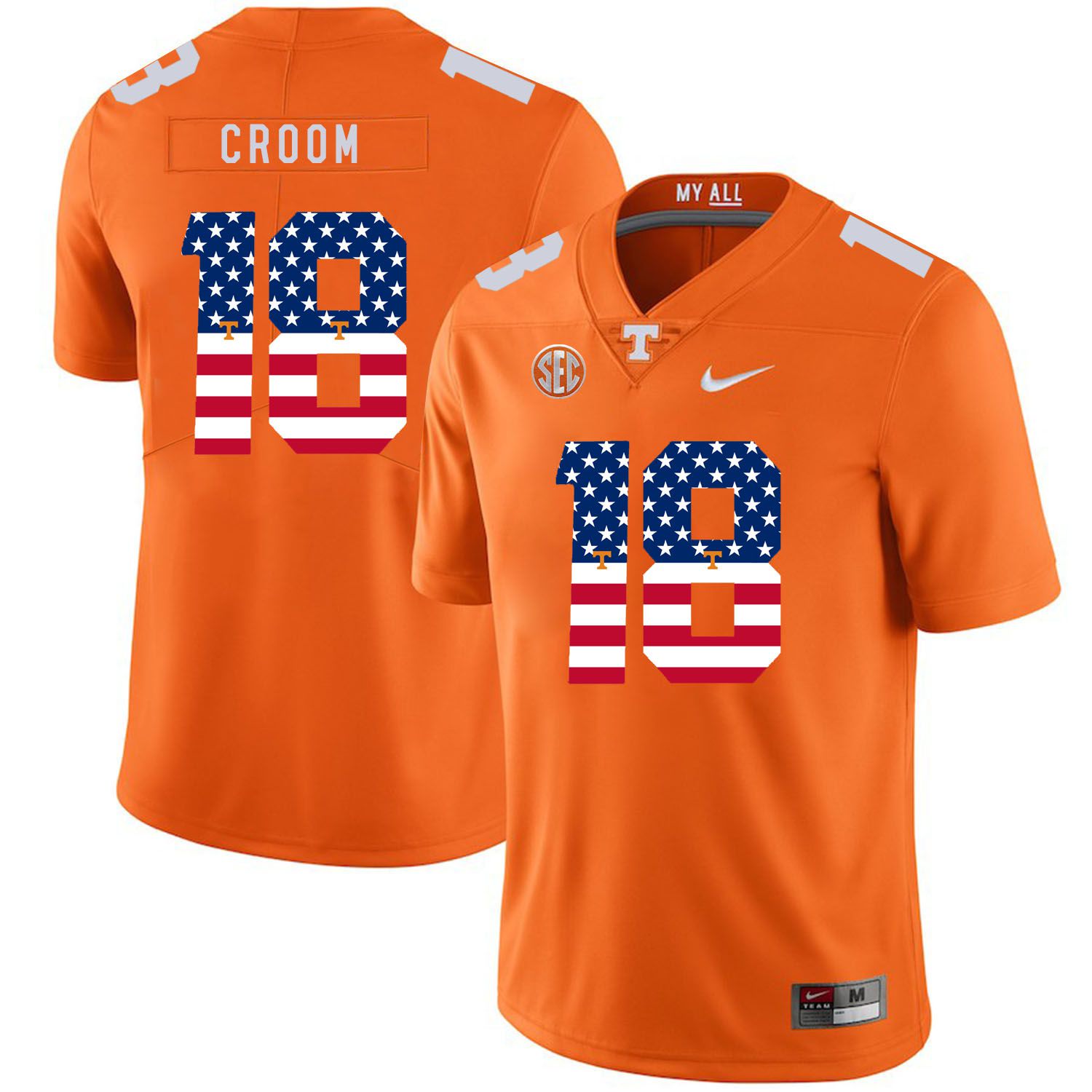 Men Tennessee Volunteers 18 Croom Orange Flag Customized NCAA Jerseys